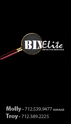 Bix Elite business cards, side one